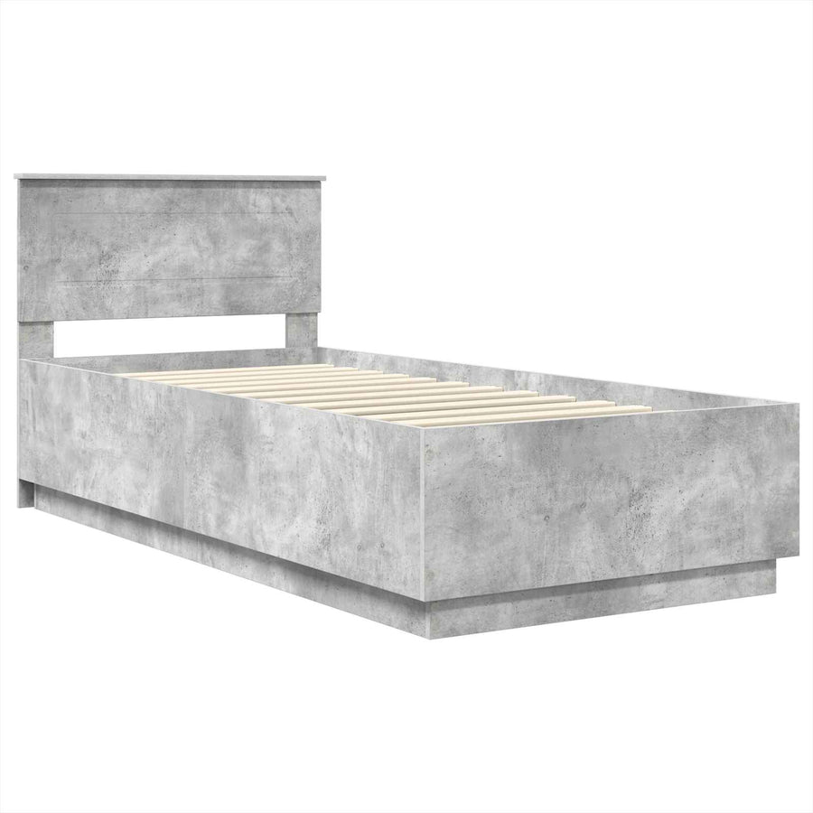 Bedframe met hoofdeinde Beton Grijs 100 x 200 cm Bewerkt hout