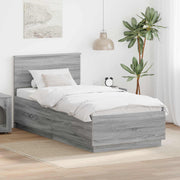 Bedframe 100x200 cm grijs bewerkt hout