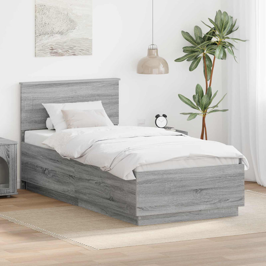Bedframe met hoofdeinde Grijs Sonoma 100 x 200 cm Bewerkt hout
