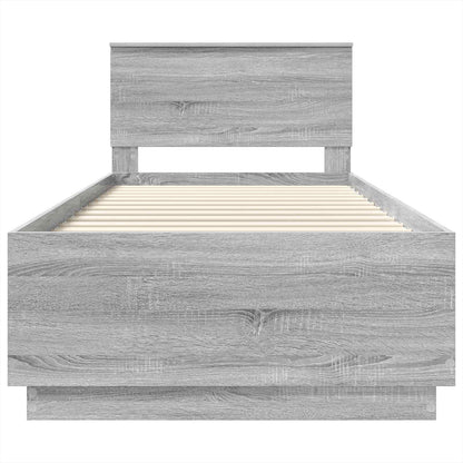 Bedframe met hoofdeinde Grijs Sonoma 100 x 200 cm Bewerkt hout