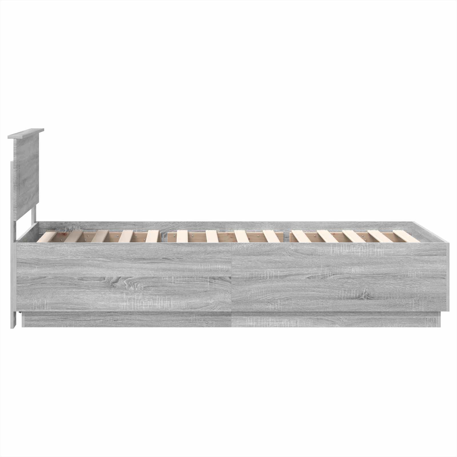 Bedframe met hoofdeinde Grijs Sonoma 100 x 200 cm Bewerkt hout