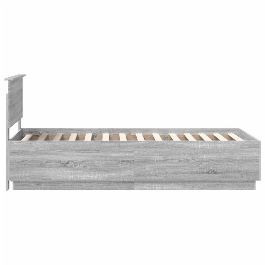 Bedframe met hoofdeinde Grijs Sonoma 100 x 200 cm Bewerkt hout