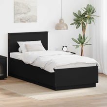 Bedframe met LED-striplichten Zwart 90 x 190 cm Bewerkt hout