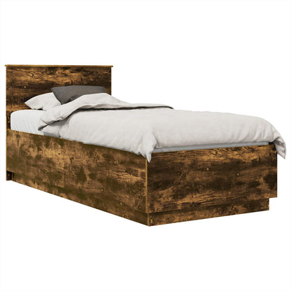 Bedframe met hoofdeinde Gerookt eiken 90 x 200 cm Bewerkt hout