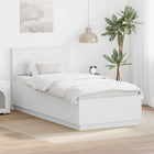 Bed Frame with LED Strip Lights White 70 x 190 cm Engineered Wood