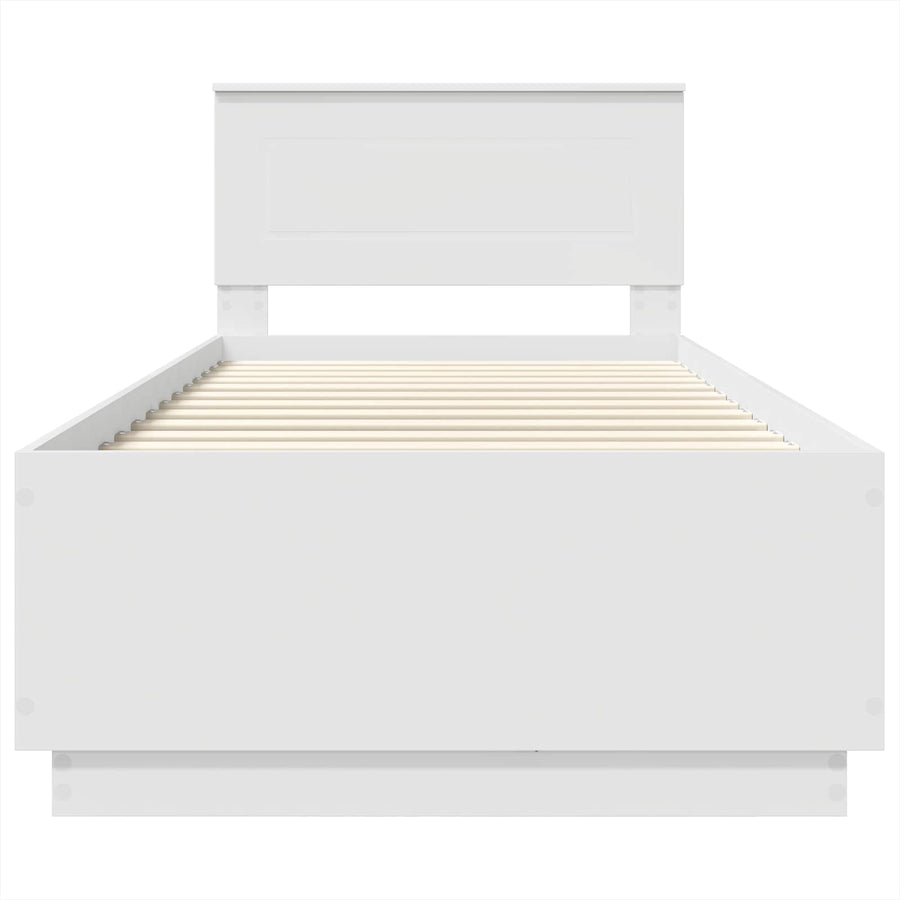 Bedframe met LED-striplichten Wit 70 x 190 cm Bewerkt hout