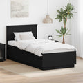 Bedframe 70x190 cm zwart bewerkt hout met LED en USB