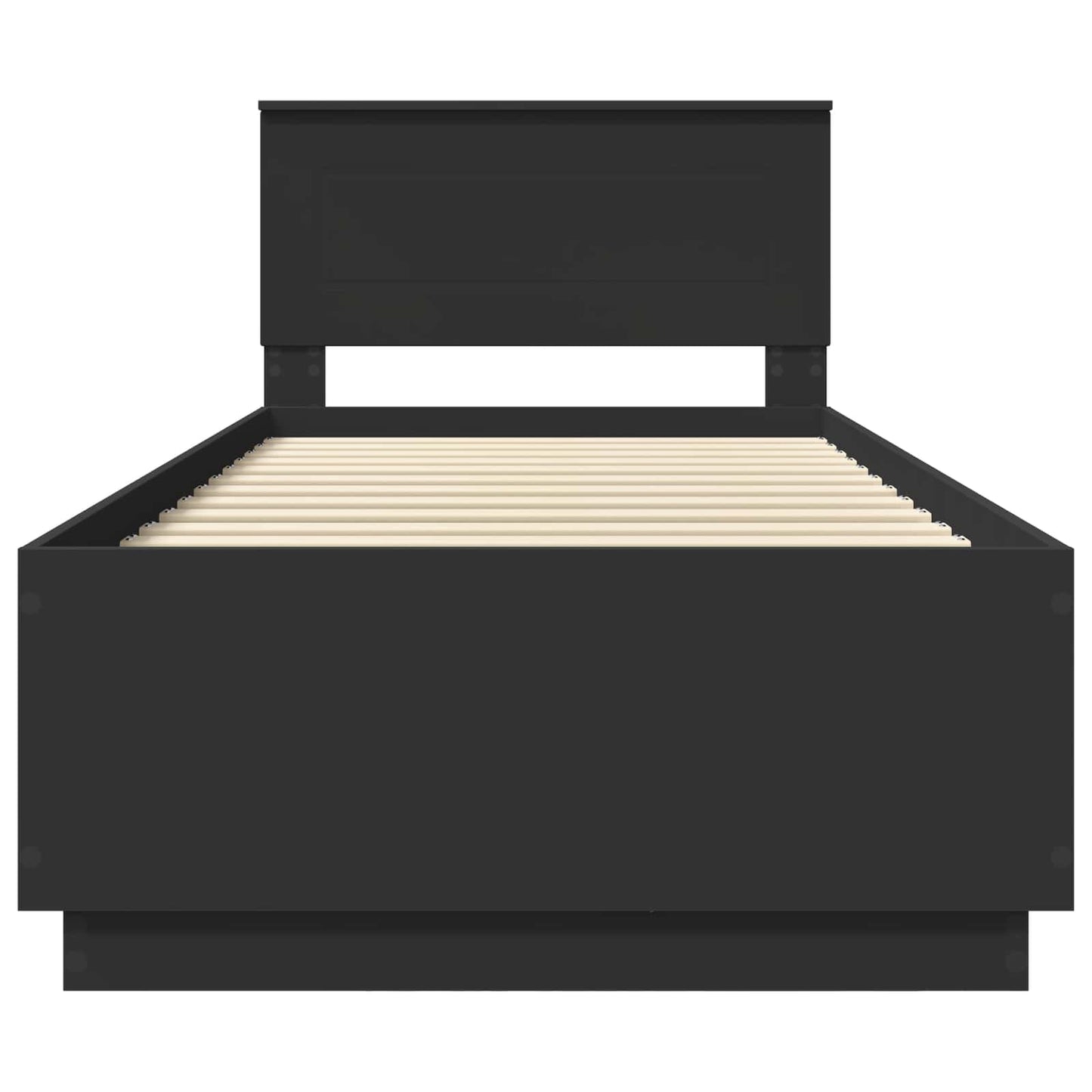 Bedframe met LED-striplichten Zwart 70 x 190 cm Bewerkt hout