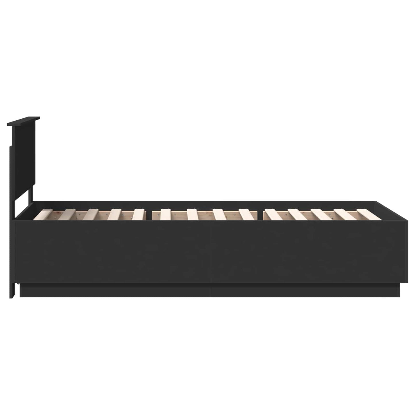 Bedframe met LED-striplichten Zwart 70 x 190 cm Bewerkt hout
