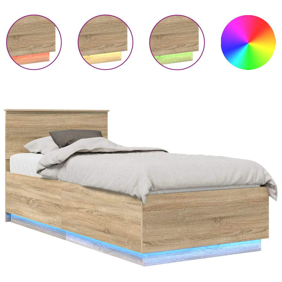 Bedframe met hoofdeinde Sonoma Eiken 70 x 190 cm Bewerkt hout