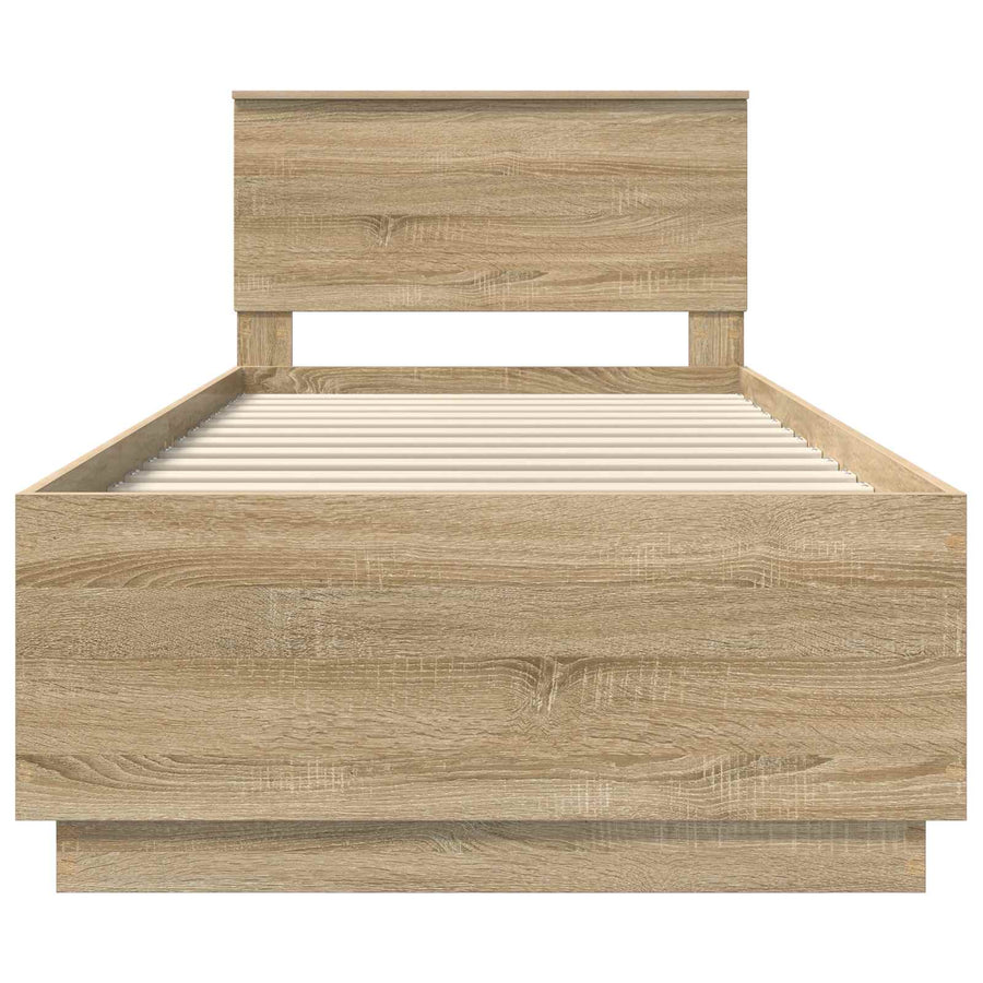 Bedframe met hoofdeinde Sonoma Eiken 70 x 190 cm Bewerkt hout
