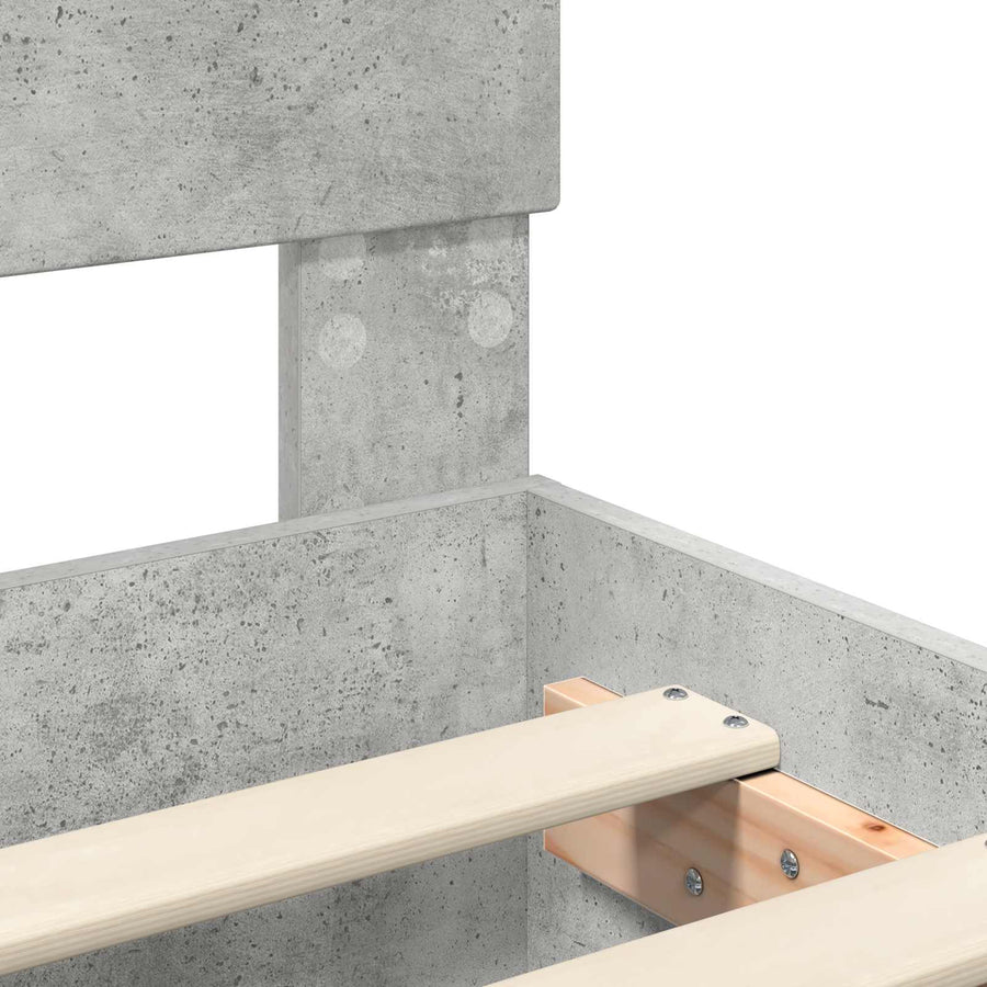 Bedframe met hoofdeinde Beton Grijs 70 x 190 cm Bewerkt hout