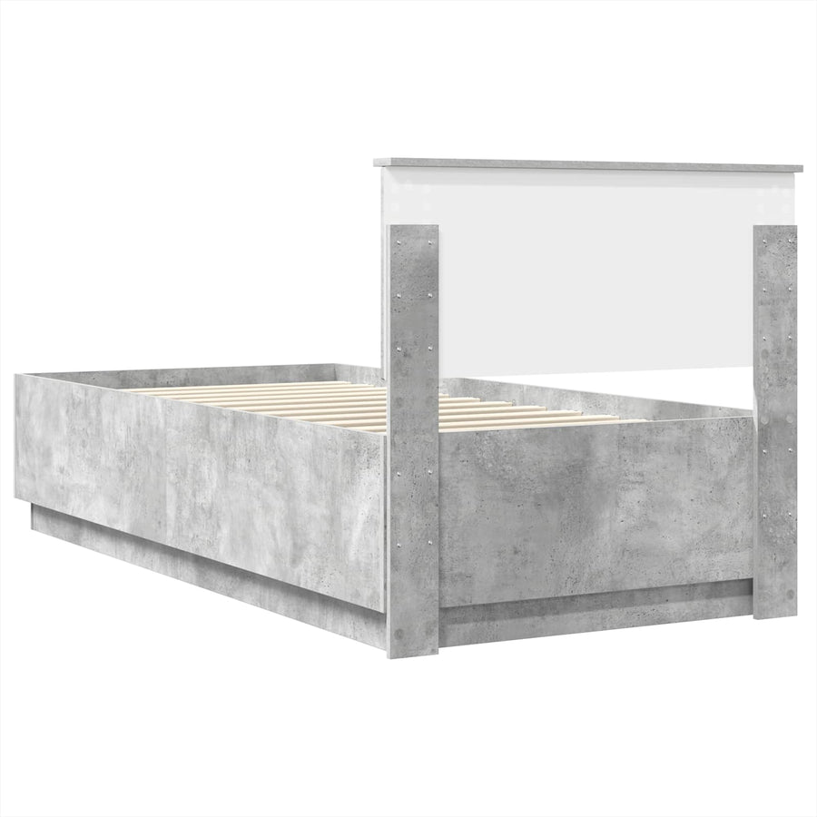 Bedframe met hoofdeinde Beton Grijs 70 x 190 cm Bewerkt hout