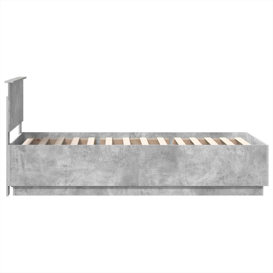 Bedframe met hoofdeinde Beton Grijs 70 x 190 cm Bewerkt hout