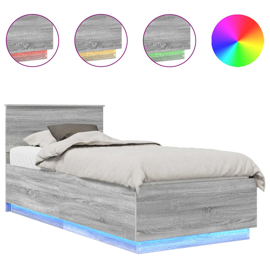 Bedframe met hoofdeinde Grijs Sonoma 70 x 190 cm Bewerkt hout