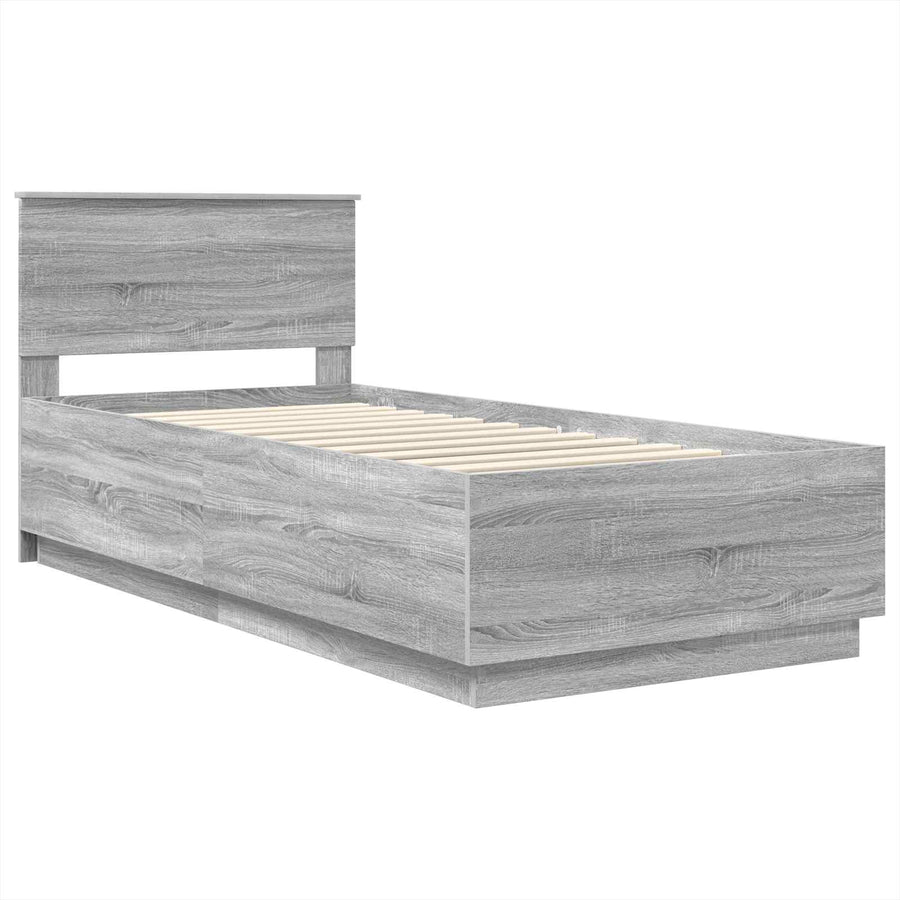 Bedframe met hoofdeinde Grijs Sonoma 70 x 190 cm Bewerkt hout