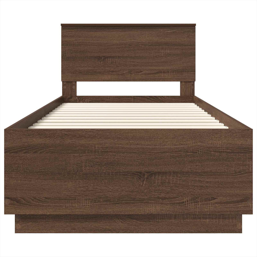 Bedframe met hoofdeinde Bruin Eiken 70 x 190 cm Bewerkt hout