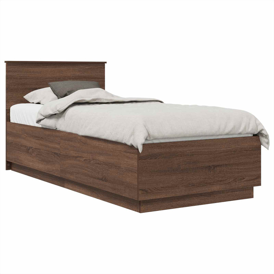 Bedframe met hoofdeinde Bruin Eiken 70 x 190 cm Bewerkt hout