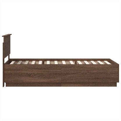 Bedframe met hoofdeinde Bruin Eiken 70 x 190 cm Bewerkt hout