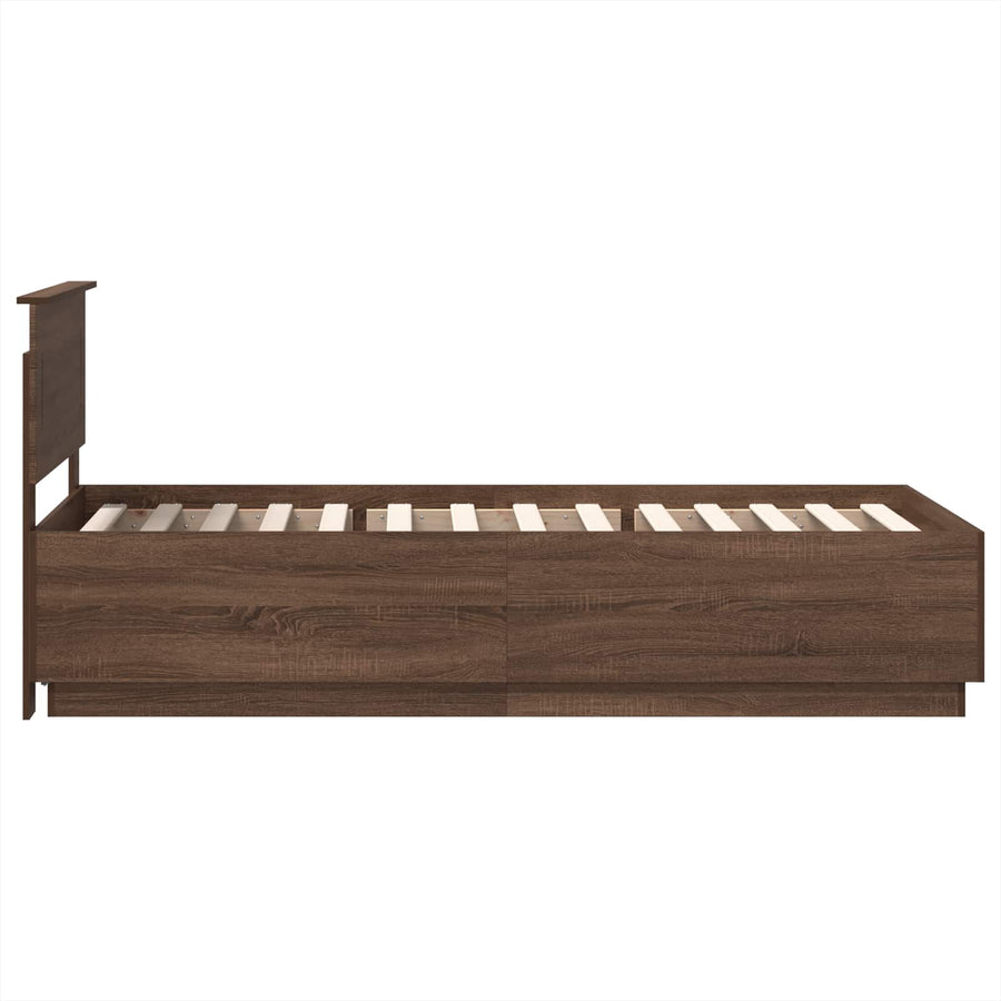Bedframe met hoofdeinde Bruin Eiken 70 x 190 cm Bewerkt hout