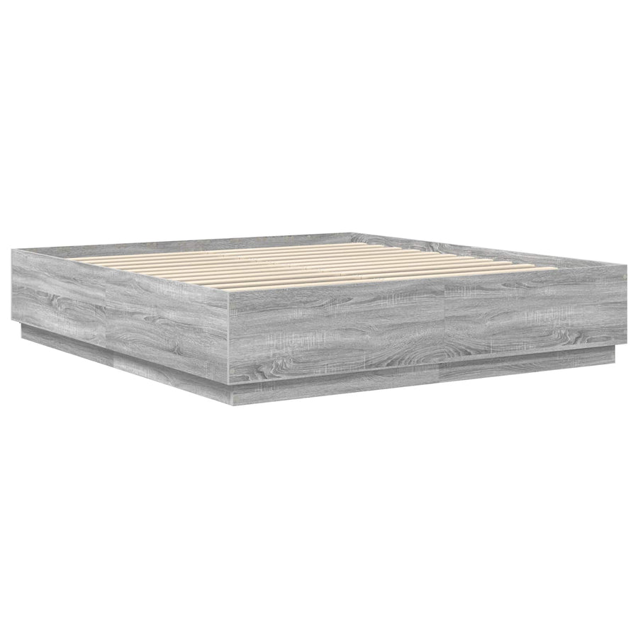 Bedframe met hoofdeinde Grijs sonoma 200 x 200 cm Bewerkt hout