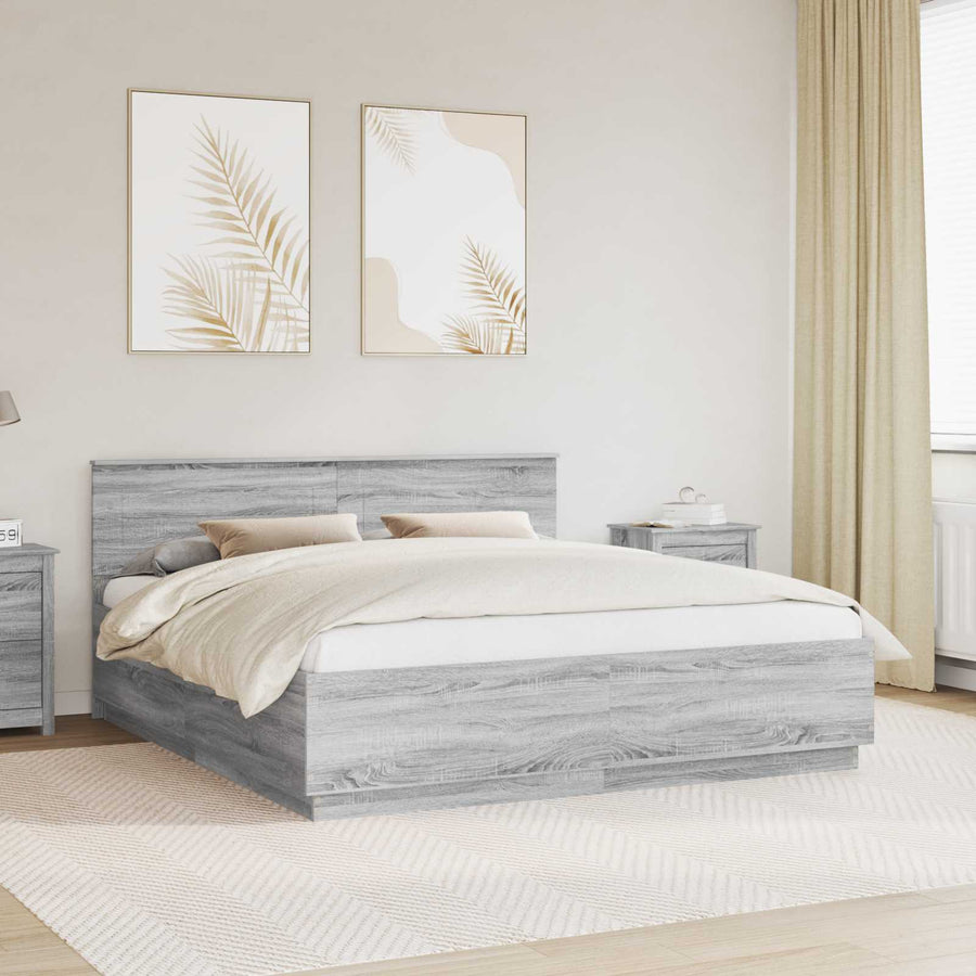Bedframe met hoofdeinde Grijs sonoma 180 x 200 cm Bewerkt hout