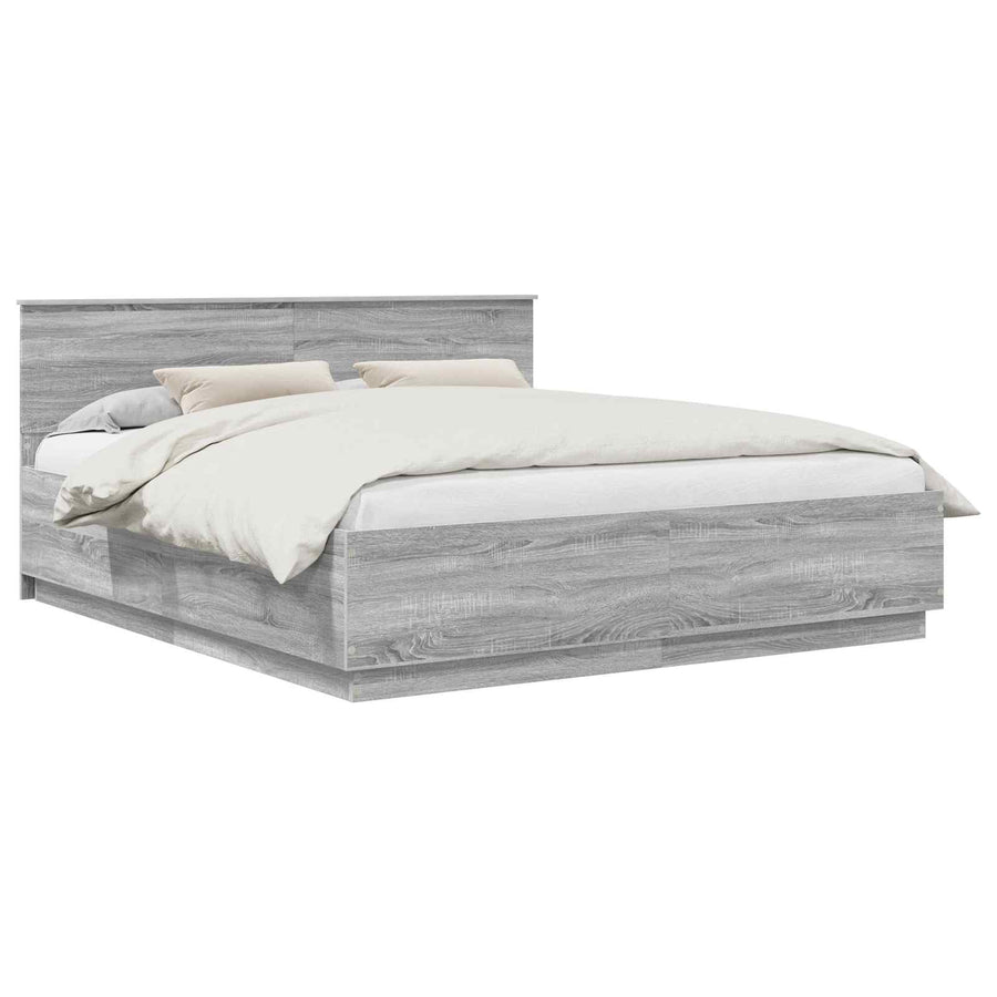 Bedframe met hoofdeinde Grijs sonoma 180 x 200 cm Bewerkt hout