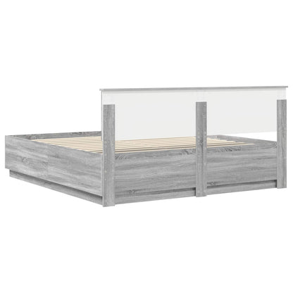 Bedframe met hoofdeinde Grijs sonoma 180 x 200 cm Bewerkt hout