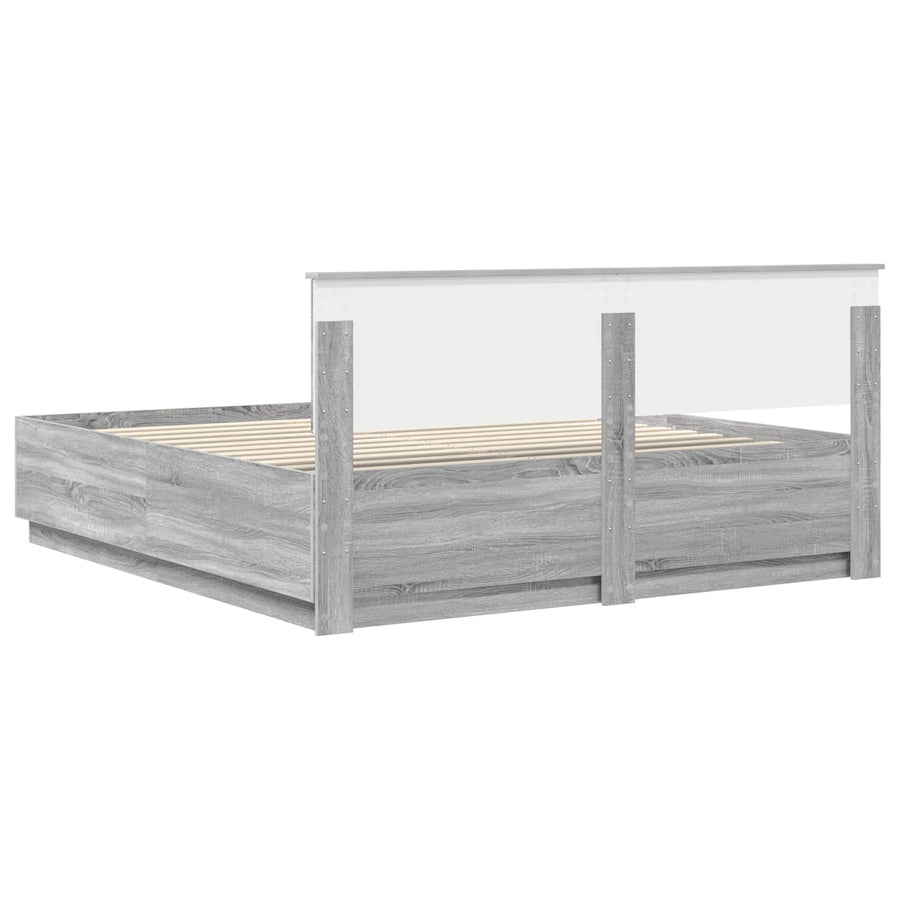 Bedframe met hoofdeinde Grijs sonoma 180 x 200 cm Bewerkt hout