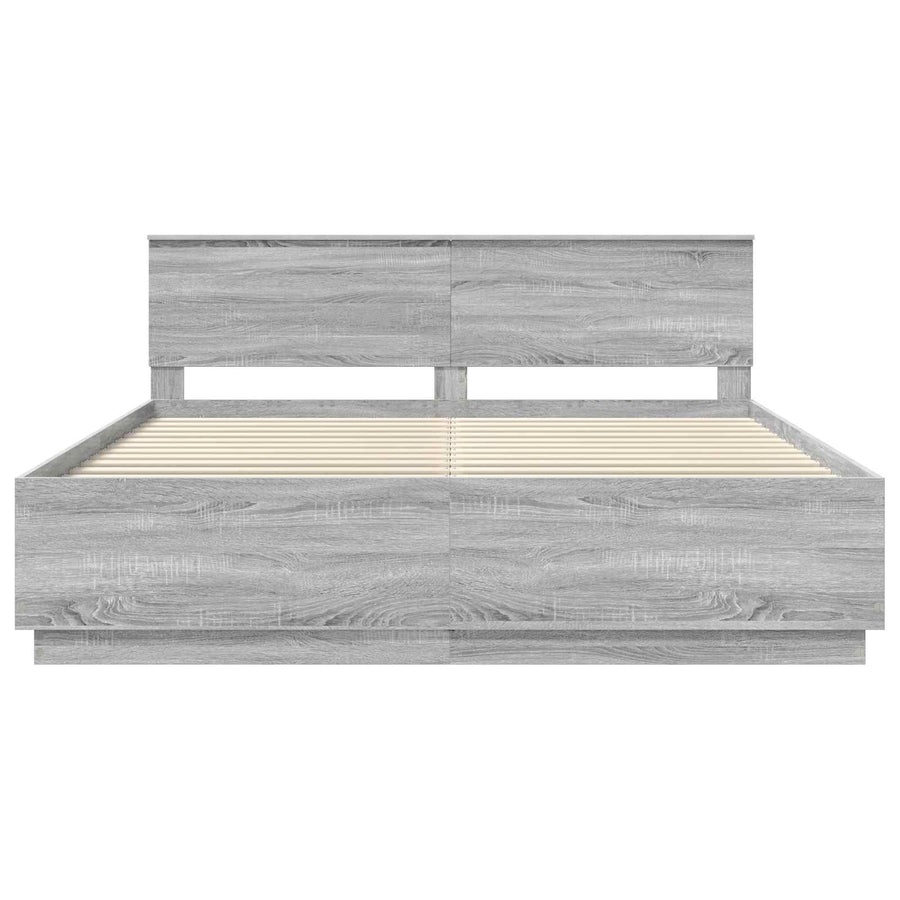 Bedframe met hoofdeinde Grijs sonoma 180 x 200 cm Bewerkt hout