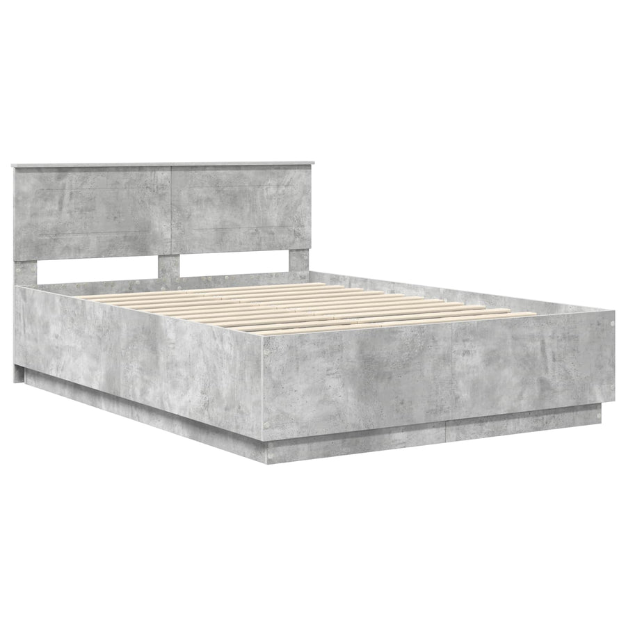 Bedframe met hoofdeinde Betongrijs 160 x 200 cm Bewerkt hout