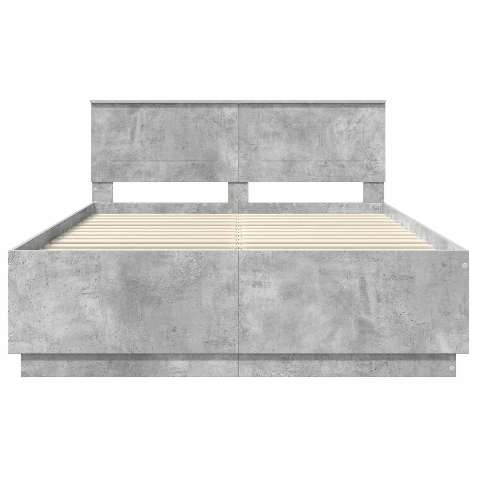 Bedframe met hoofdeinde Betongrijs 160 x 200 cm Bewerkt hout