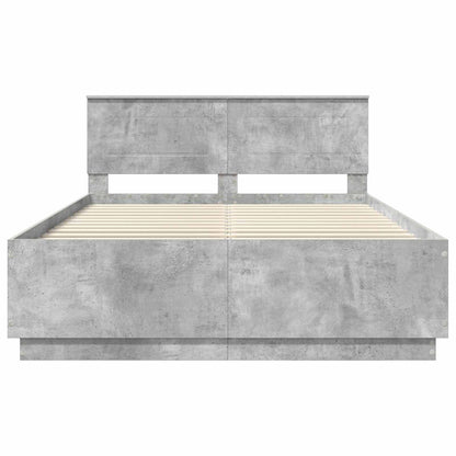 Bedframe met hoofdeinde Betongrijs 160 x 200 cm Bewerkt hout