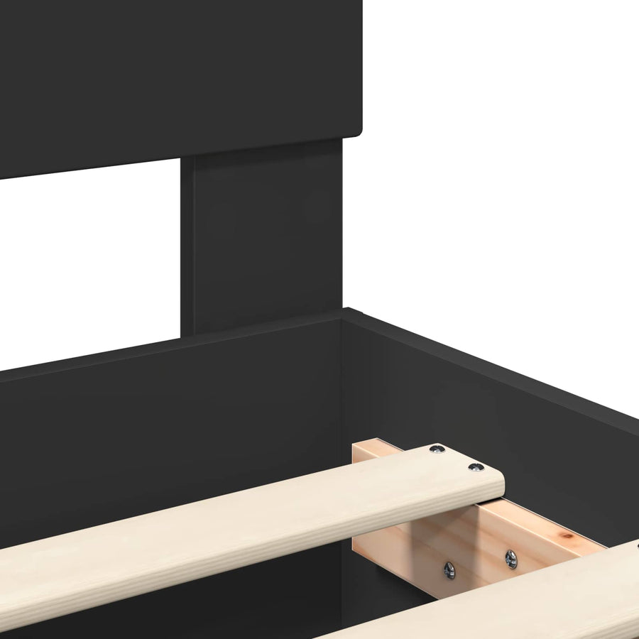 Bedframe met hoofdeinde Zwart 150 x 200 cm Bewerkt hout