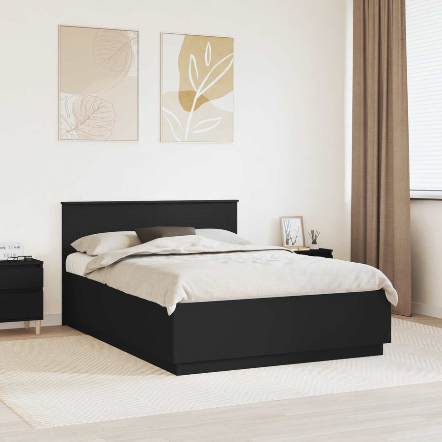 Bedframe met hoofdeinde Zwart 150 x 200 cm Bewerkt hout