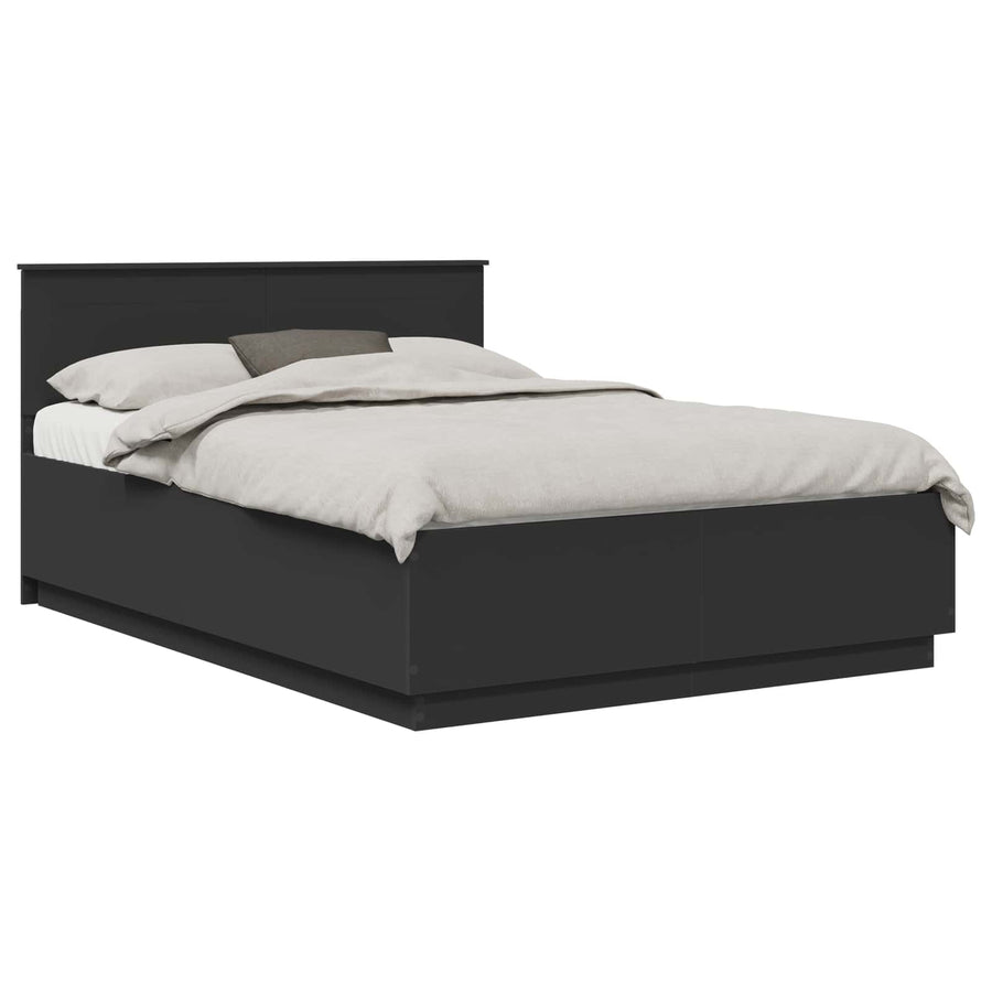 Bedframe met hoofdeinde Zwart 150 x 200 cm Bewerkt hout