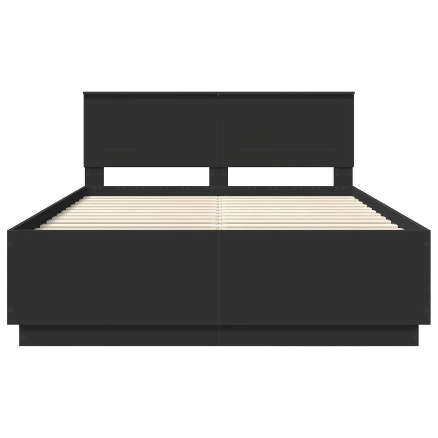 Bedframe met hoofdeinde Zwart 150 x 200 cm Bewerkt hout