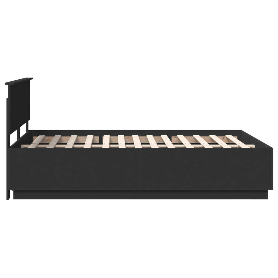 Bedframe met hoofdeinde Zwart 150 x 200 cm Bewerkt hout