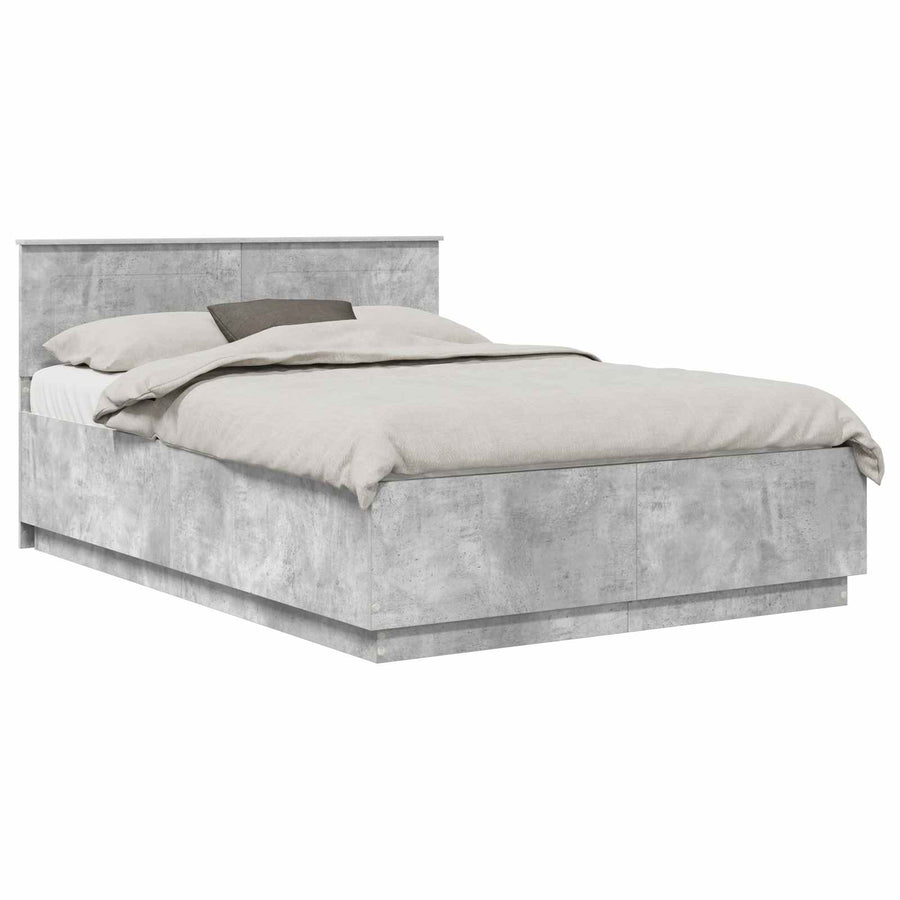 Bedframe met hoofdeinde Betongrijs 150 x 200 cm Bewerkt hout