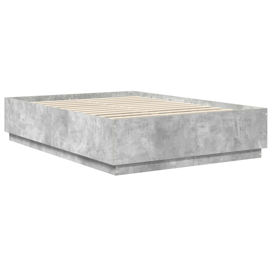 Bedframe met hoofdeinde Betongrijs 150 x 200 cm Bewerkt hout