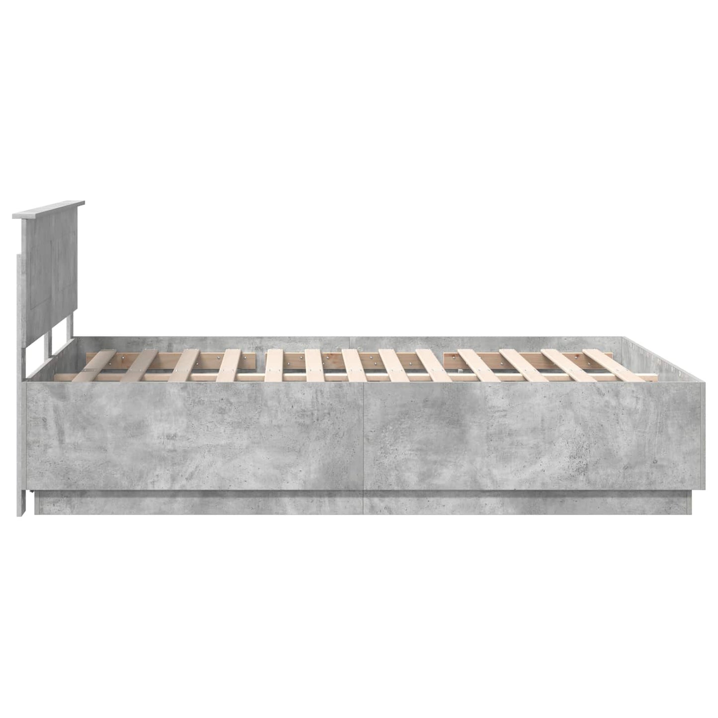 Bedframe met hoofdeinde Betongrijs 150 x 200 cm Bewerkt hout