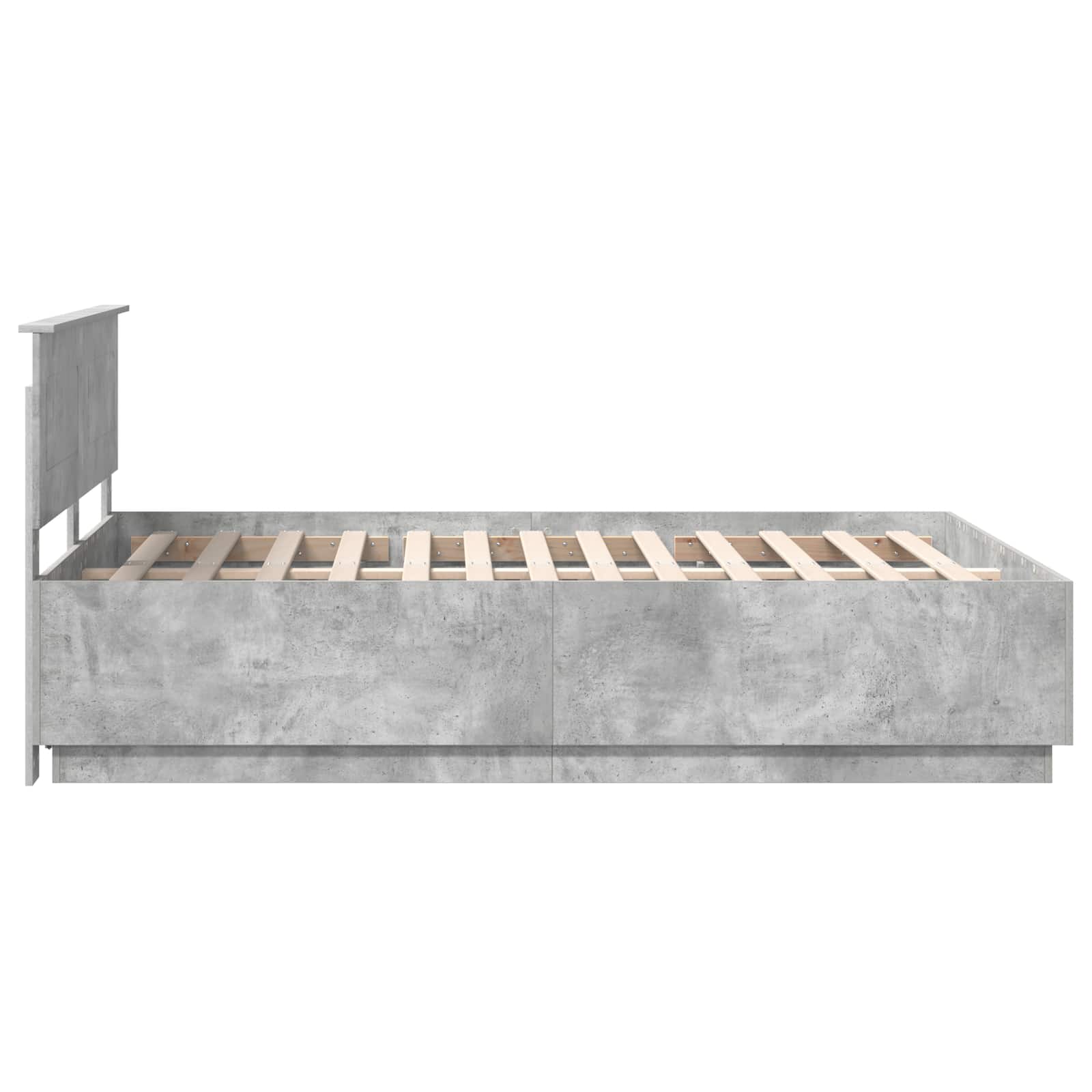 Bedframe met hoofdeinde Betongrijs 150 x 200 cm Bewerkt hout