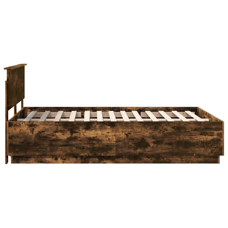 Bedframe met hoofdeinde Gerookt eiken 150 x 200 cm Bewerkt hout