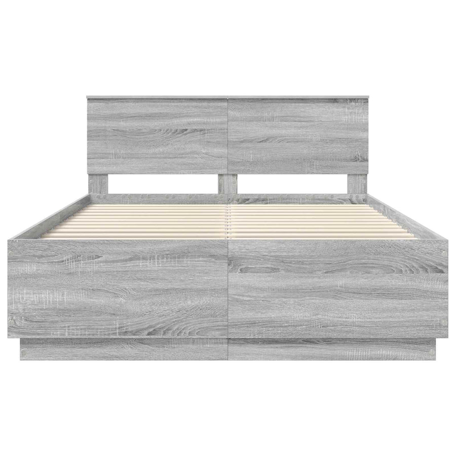 Bedframe met hoofdeinde Grijs sonoma 150 x 200 cm Bewerkt hout