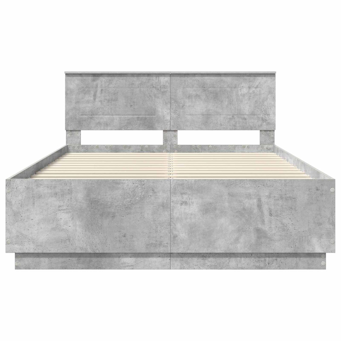 Bedframe met hoofdeinde Betongrijs 140 x 190 cm Bewerkt hout