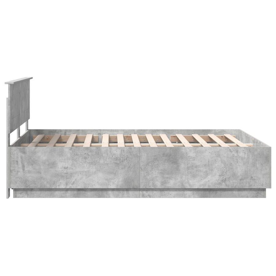 Bedframe met hoofdeinde Betongrijs 140 x 190 cm Bewerkt hout