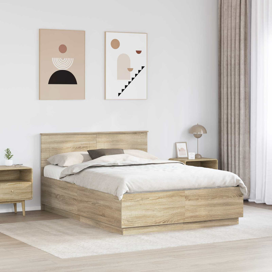Bedframe met hoofdeinde Sonoma Eiken 140 x 200 cm Bewerkt hout