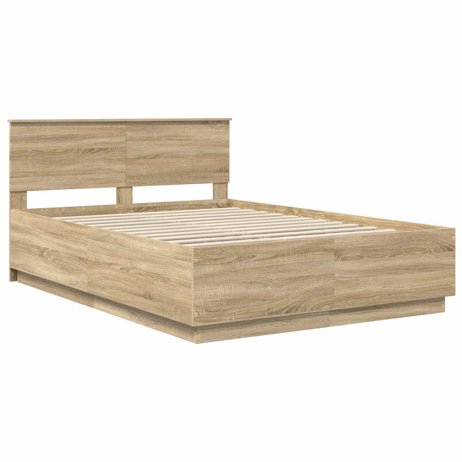 Bedframe met hoofdeinde Sonoma Eiken 140 x 200 cm Bewerkt hout