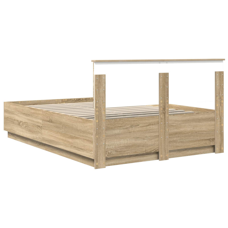 Bedframe met hoofdeinde Sonoma Eiken 140 x 200 cm Bewerkt hout