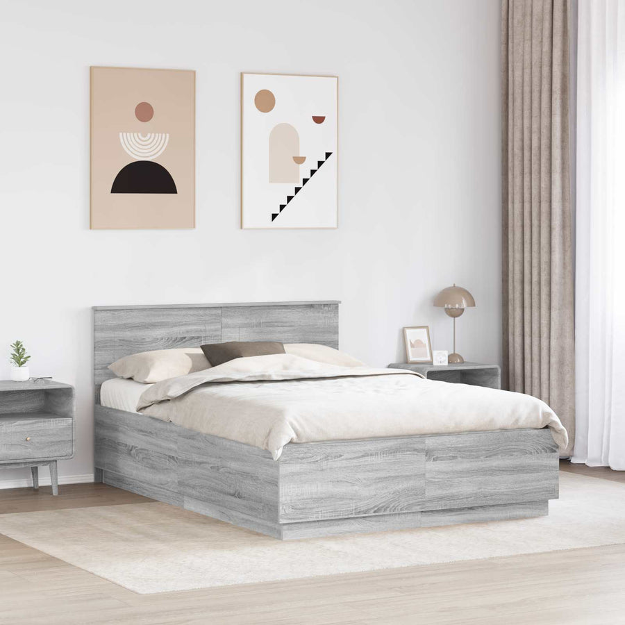 Bedframe met hoofdeinde Grijs sonoma 140 x 200 cm Bewerkt hout